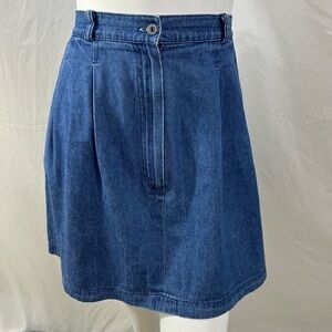 Darlyn Vintage Cotton Denim Pleated Mini Skirt Size 8